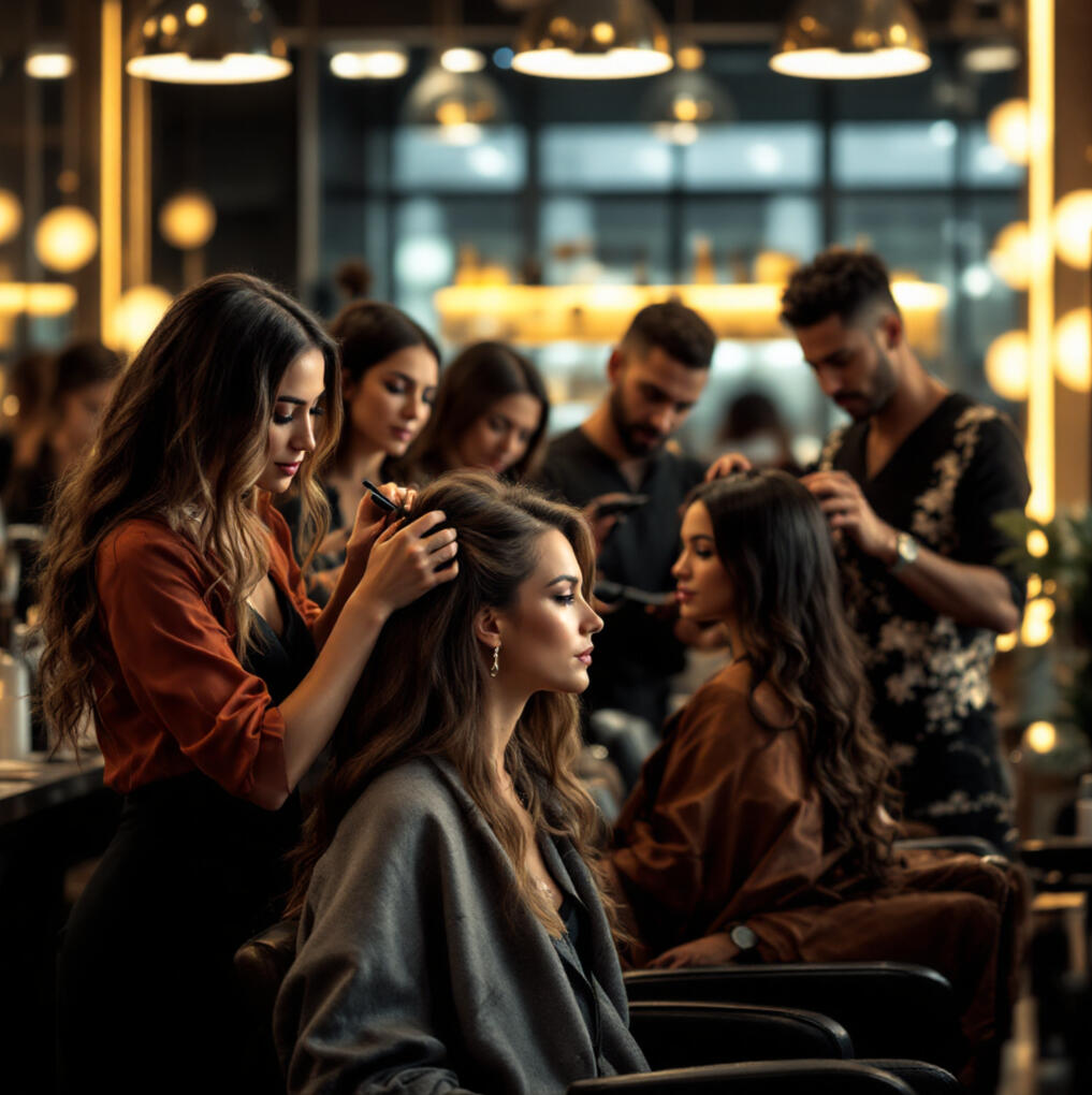 Receptionist calmly handling client calls after staff walkout — part of the 24-Hour Team Crisis Plan for salons and barbershops to protect revenue, client trust, and appointment continuity.